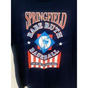 Oneita Babe Ruth Baseball T Shirt 100 inning game Power T Springfield Size XL